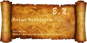 Balya Nikoletta névjegykártya